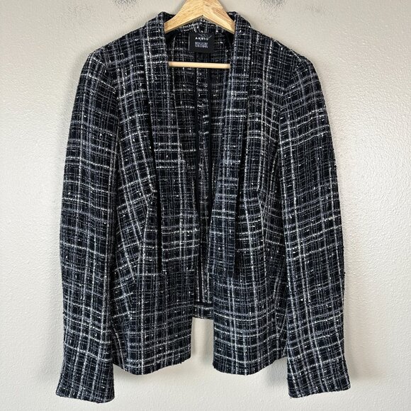 Akris Bergdorf Goodman Plaid Print Blazer Tweed Wool Silk Women's Size 14 - Picture 3 of 4